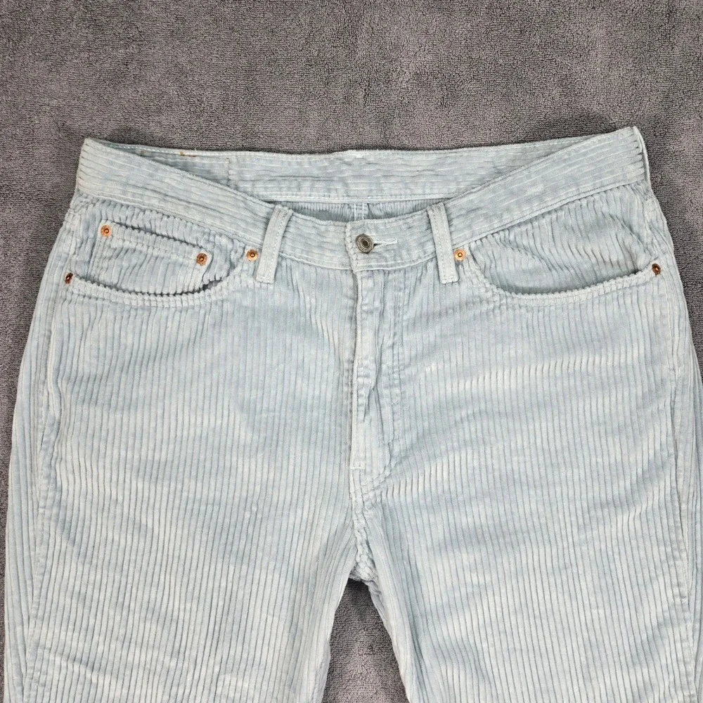 Levi's 514 Straight Fit Corduroy Pants‎ Mens 36x30 Blue Gray Light Wash Cords 36